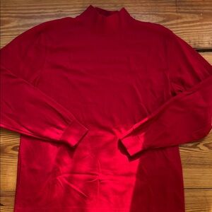 Lands' End 100% Cotton Vibrant Red Long Sleeve